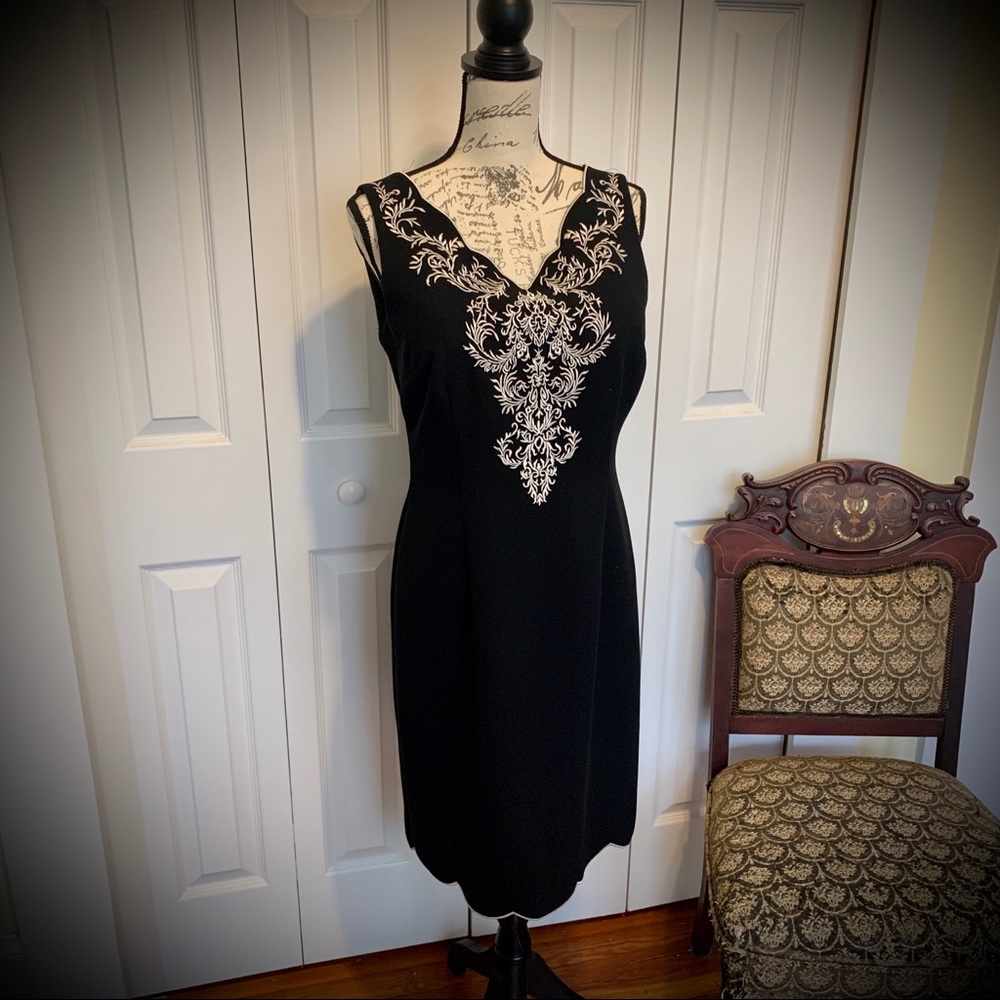 Embroidered little black dress